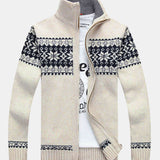 Gage - Geometric Print Zip Christmas Cardigan