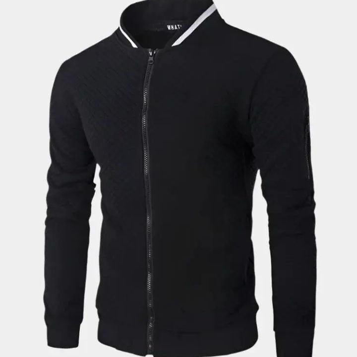 Gael - Navy Textured Bomber Jacket