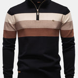 Miles - Contrast Striped Quarter-Zip Sweater