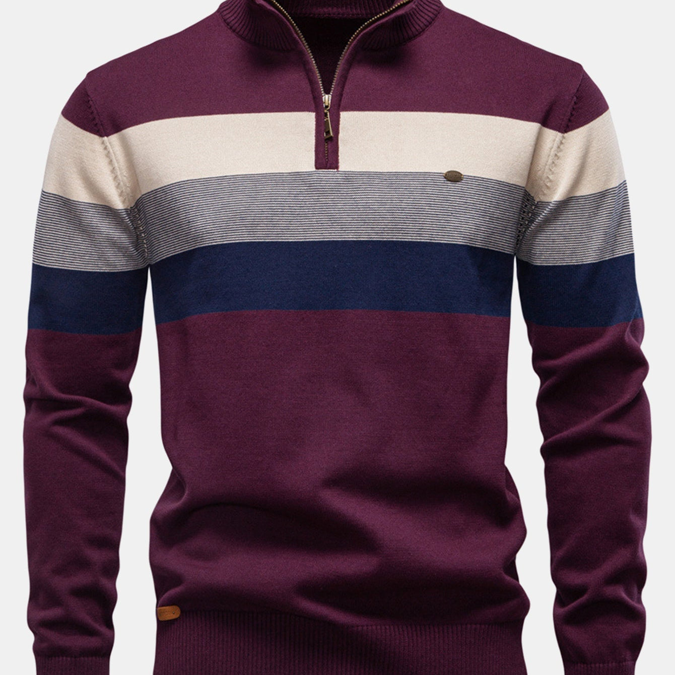 Miles - Contrast Striped Quarter-Zip Sweater