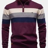 Miles - Contrast Striped Quarter-Zip Sweater