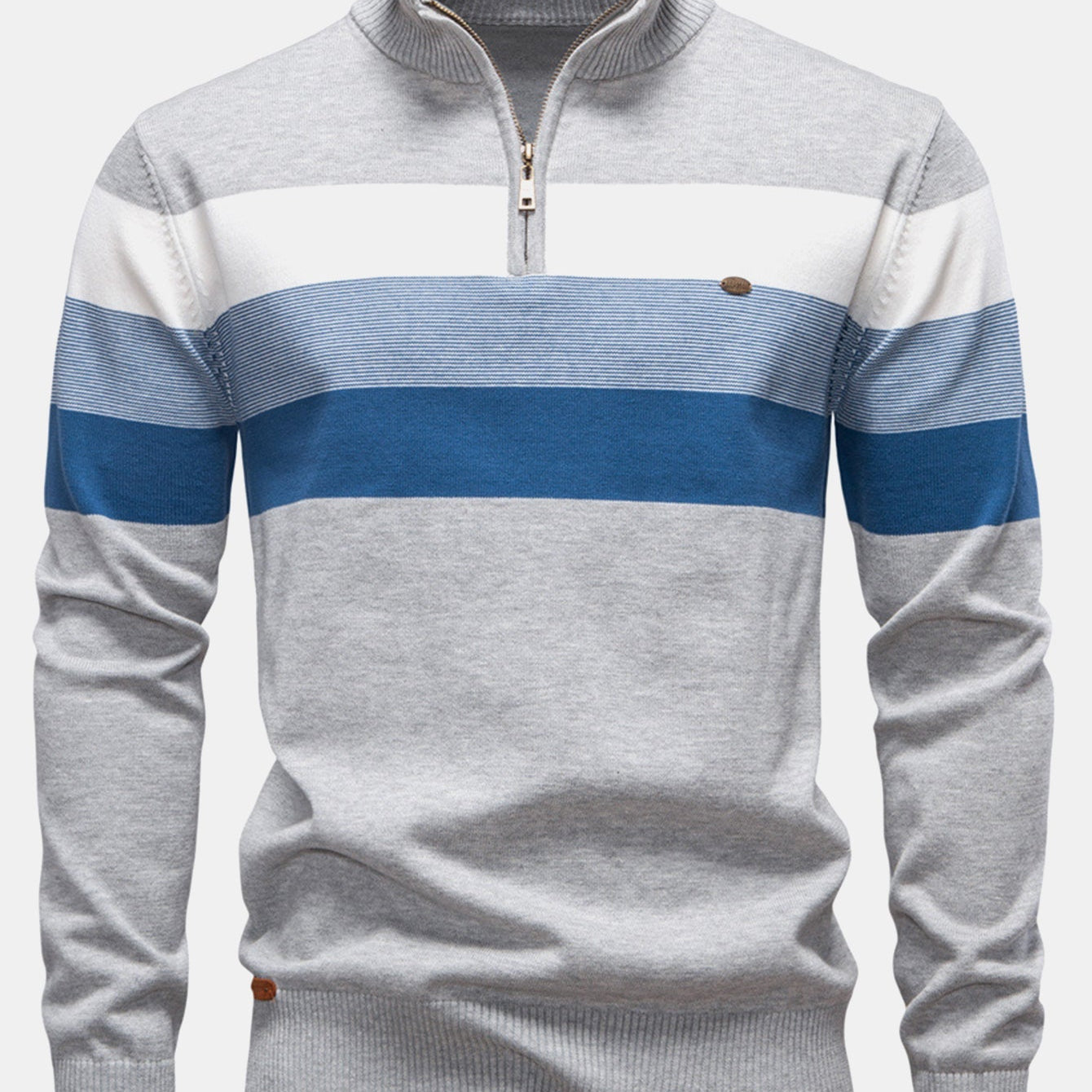 Miles - Contrast Striped Quarter-Zip Sweater