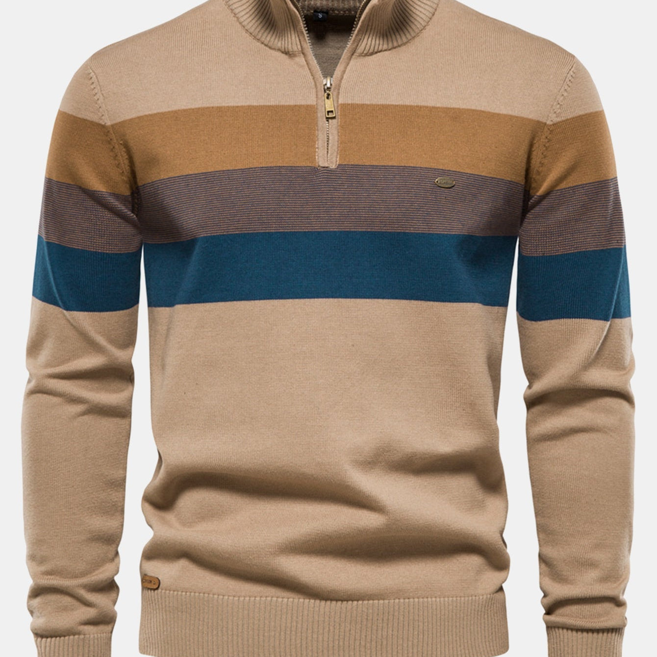 Miles - Contrast Striped Quarter-Zip Sweater