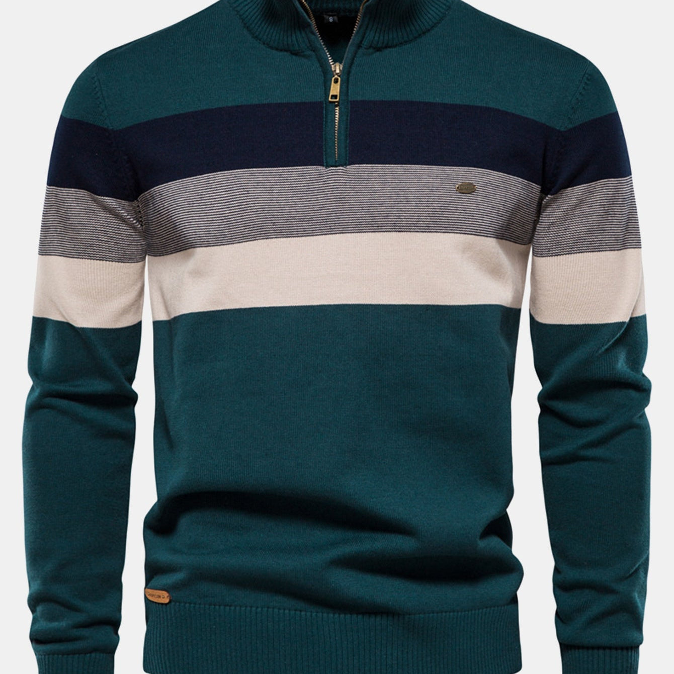Miles - Contrast Striped Quarter-Zip Sweater