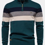 Miles - Contrast Striped Quarter-Zip Sweater