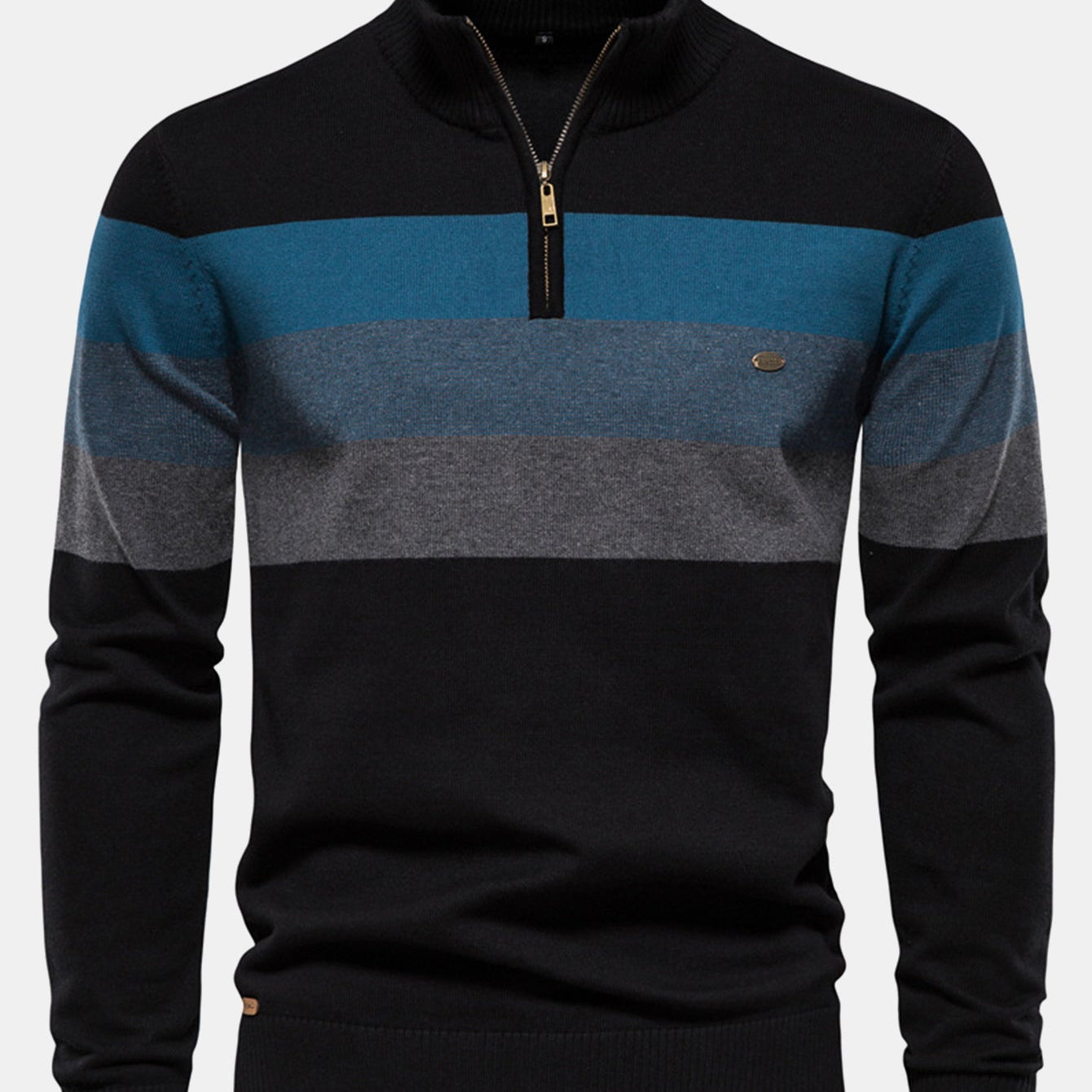 Miles - Contrast Striped Quarter-Zip Sweater