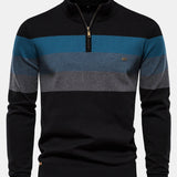 Miles - Contrast Striped Quarter-Zip Sweater