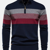 Miles - Contrast Striped Quarter-Zip Sweater