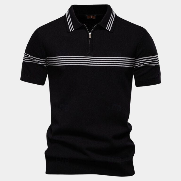 Tristan - White Polo with Stripe Detail