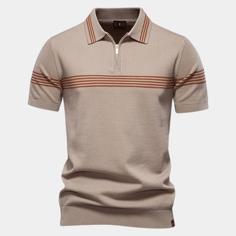 Tristan - White Polo with Stripe Detail