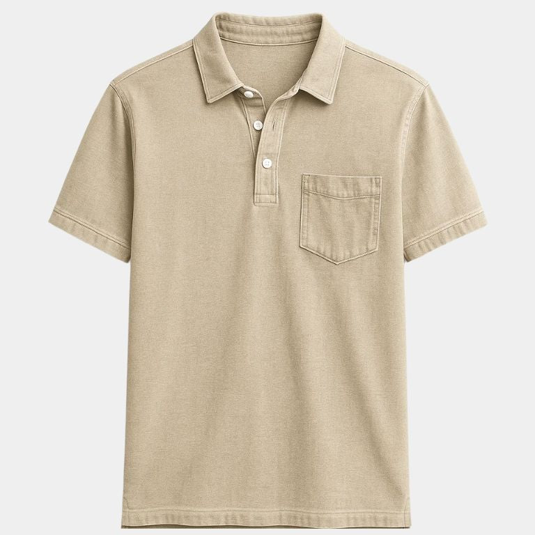 Cameron - Denim Look Polo with Chest Pocket