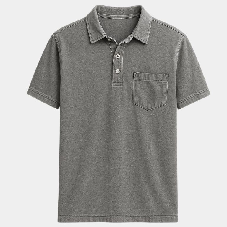 Cameron - Denim Look Polo with Chest Pocket