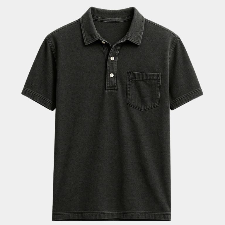 Cameron - Denim Look Polo with Chest Pocket