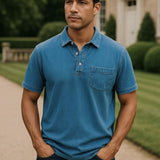 Cameron - Denim Look Polo with Chest Pocket