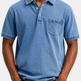 Cameron - Denim Look Polo with Chest Pocket