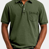 Cameron - Denim Look Polo with Chest Pocket