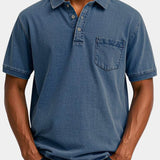 Cameron - Denim Look Polo with Chest Pocket