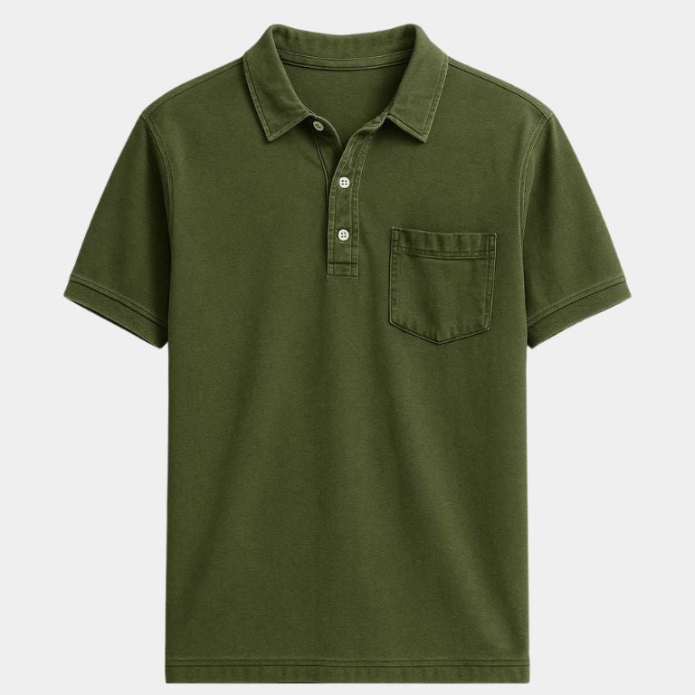 Cameron - Denim Look Polo with Chest Pocket