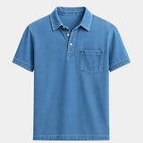 Cameron - Denim Look Polo with Chest Pocket