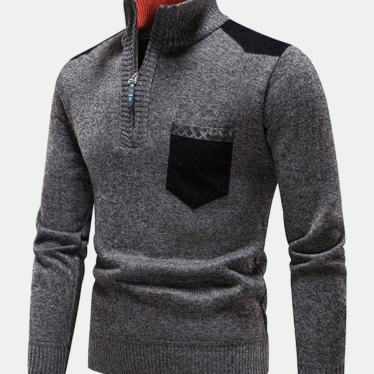 Malcolm - Contrast Pocket Panel Half-Zip Sweater