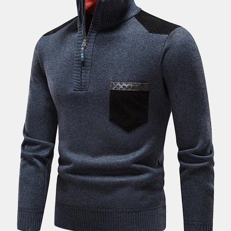 Malcolm - Contrast Pocket Panel Half-Zip Sweater