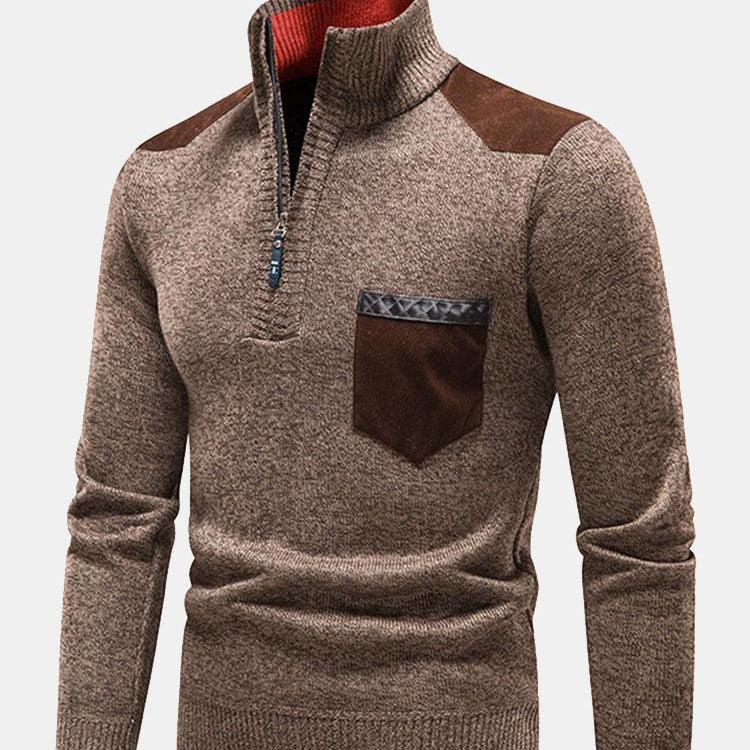 Malcolm - Contrast Pocket Panel Half-Zip Sweater