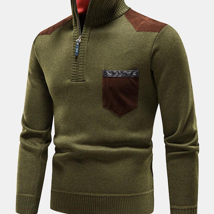 Malcolm - Contrast Pocket Panel Half-Zip Sweater