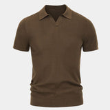Bryce - Knit Polo with Open Lapel Collar