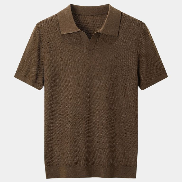 Bryce - Knit Polo with Open Lapel Collar