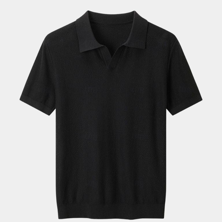 Bryce - Knit Polo with Open Lapel Collar