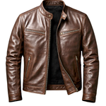 Alec men's vintage leather jacket, view 4