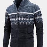 Weston - Geometric Print Zip Sweater