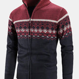 Weston - Geometric Print Zip Sweater
