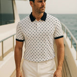 Brent - Black Patterned Polo