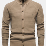 Callum - Textured Stand Collar Button Sweater