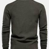 Callum - Textured Stand Collar Button Sweater
