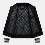 Leo - Wool-Look Baseball Jacket with Faux Leather Sleeves