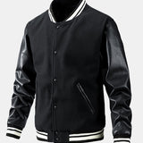 Leo - Wool-Look Baseball Jacket with Faux Leather Sleeves