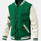 Leo - Wool-Look Baseball Jacket with Faux Leather Sleeves