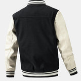 Leo - Wool-Look Baseball Jacket with Faux Leather Sleeves