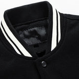 Leo - Wool-Look Baseball Jacket with Faux Leather Sleeves