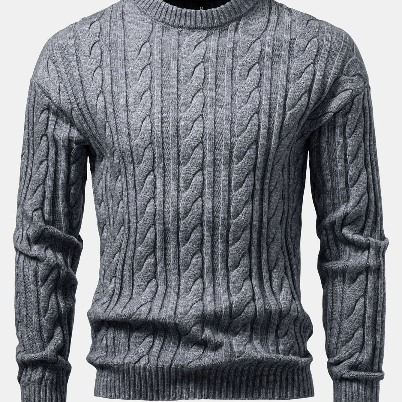 Tristan - Jacquard Cable Knit Crew Neck Sweater