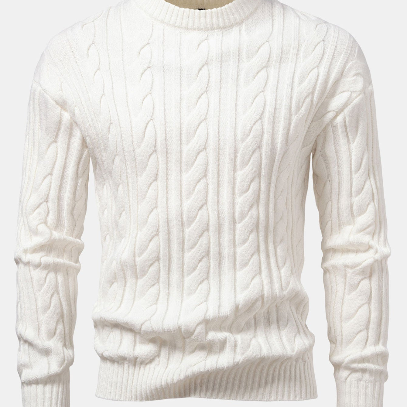Tristan - Jacquard Cable Knit Crew Neck Sweater