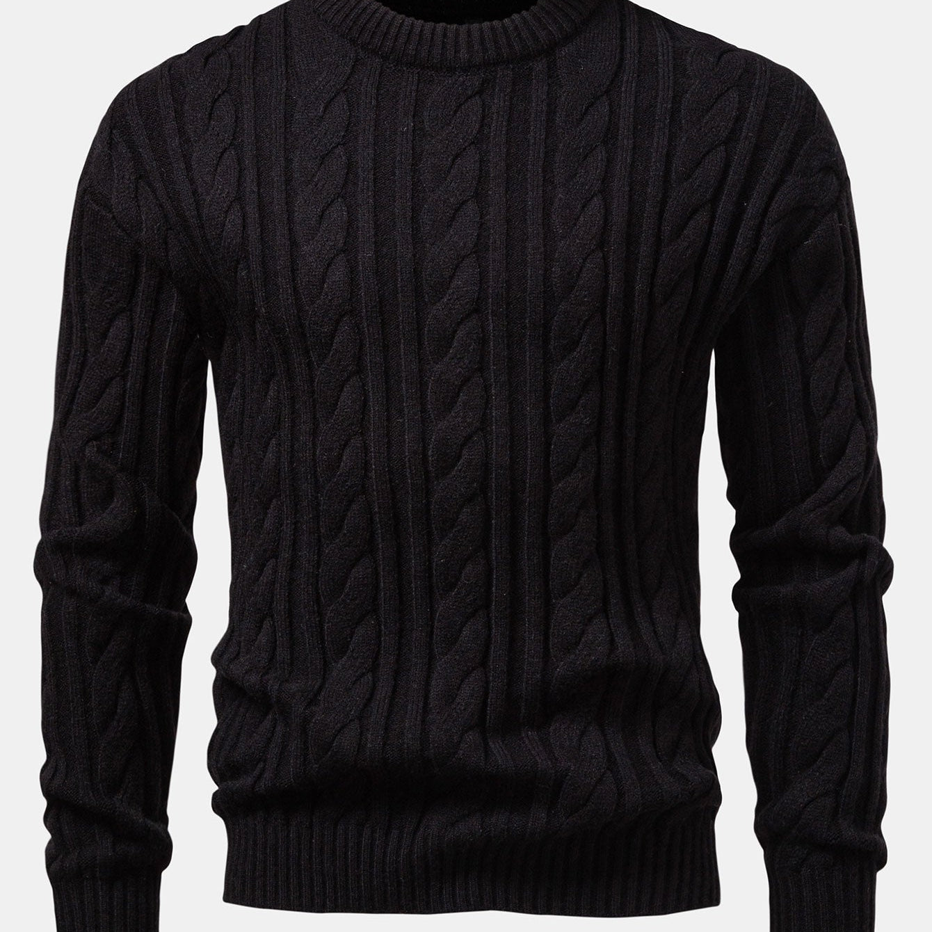 Tristan - Jacquard Cable Knit Crew Neck Sweater