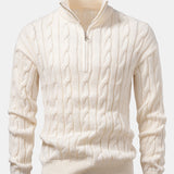 Declan - Jacquard Cable Knit Quarter-Zip Sweater