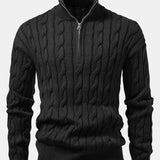 Declan - Jacquard Cable Knit Quarter-Zip Sweater