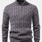 Declan - Jacquard Cable Knit Quarter-Zip Sweater