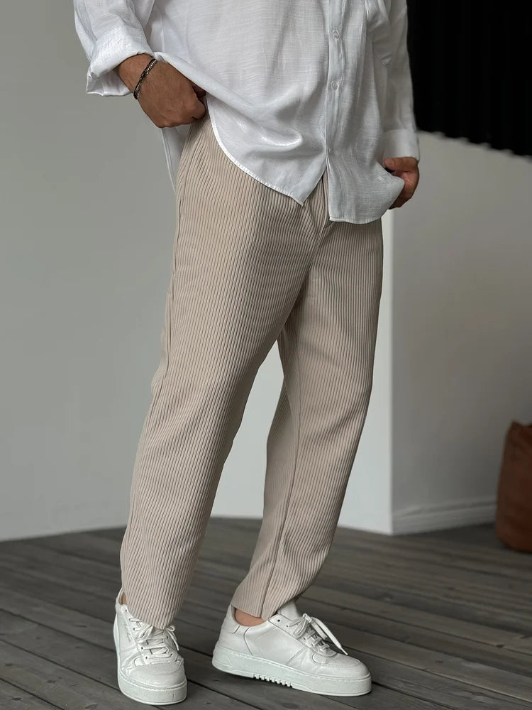 Ambrose men's relaxed pleated texture pants, view 7