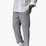 Ambrose men's relaxed pleated texture pants in Grey, view 3