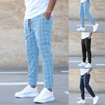 Kelvin men's checked straight leg joggers, view 5